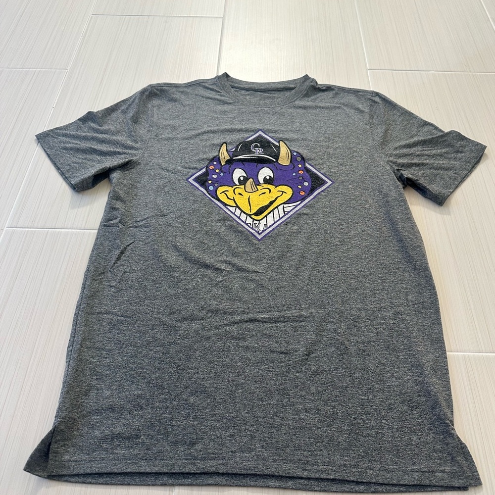 New Era Gray and Purple Short Sleeve Tee